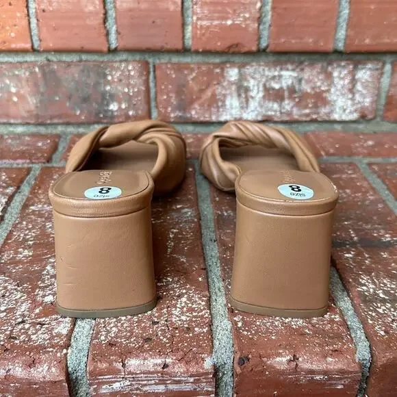 Open Edit Cora Tan Twisted Slide Sandals - Women's Size 8 Block Heel - Picture 4 of 7